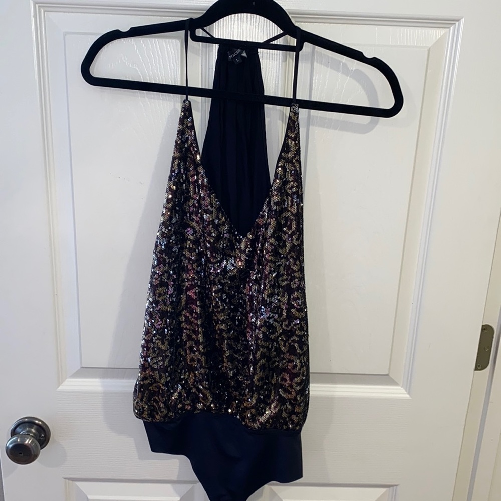 Brand new, sparkly cheetah sequined body suit